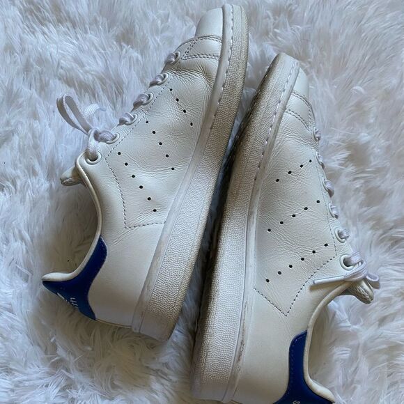 Adidas Stan Smith Sneakers Shoes White Blue Athletic Mens Size 4 - Picture 8 of 14